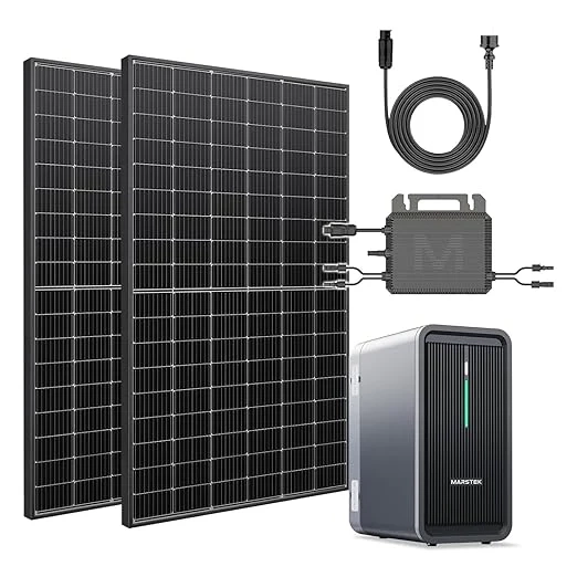1000W Φωτοβολταϊκό μπαλκονιού + 2,24 kWh μπαταρία με βάσεις κεραμοσκεπής